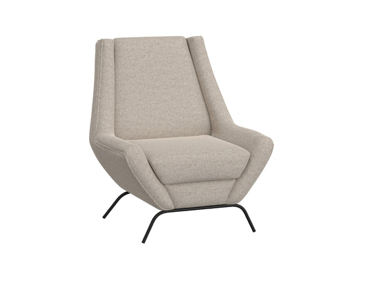 Wooden Frame & Metal Base, Armchair - Agreeable Gray