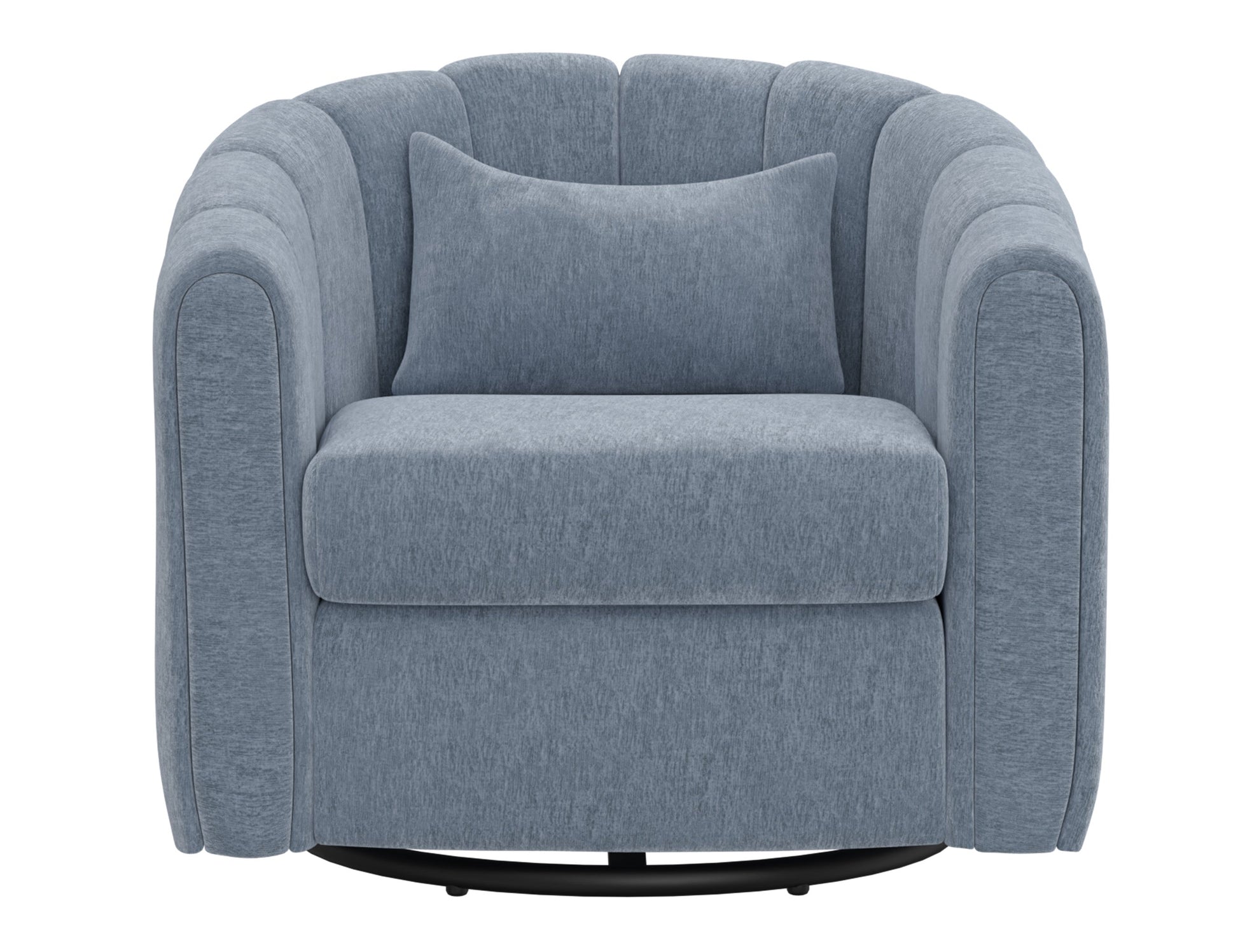 Wooden Frame & Metal Base, 360 Degree Swivel Glider Accent Chair - Light Blue