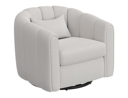 Wooden Frame & Metal Base, 360 Degree Swivel Glider Accent Chair - Light Cream