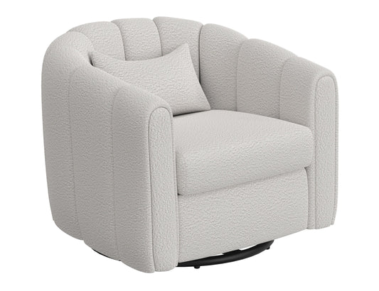Wooden Frame & Metal Base, 360 Degree Swivel Glider Accent Chair - Light Cream