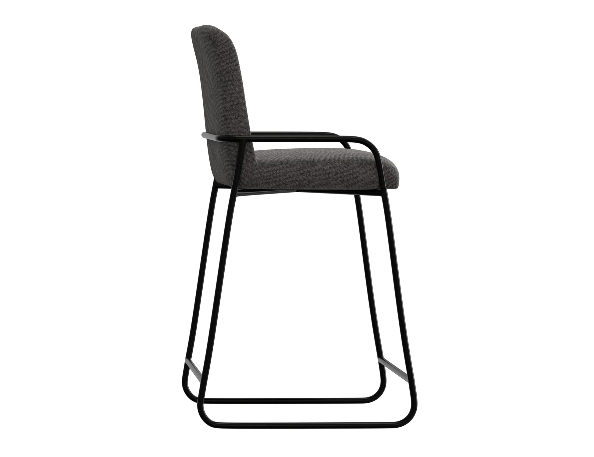 Wooden Frame & Metal Base, 30" Upholstered Barstool - Iron Gray