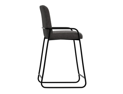 Wooden Frame & Metal Base, 30" Upholstered Barstool - Iron Gray