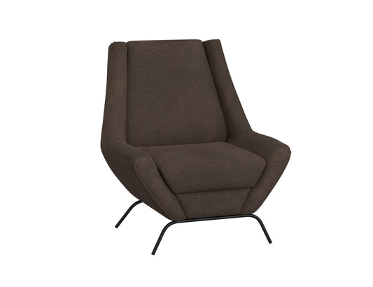 Wooden Frame & Metal Base, Armchair - Chocolate Brown