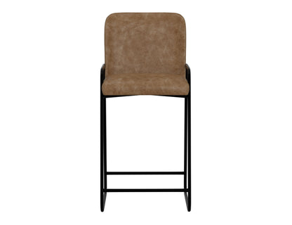 Wooden Frame & Metal Base, 30" Upholstered Barstool - Caramel Color