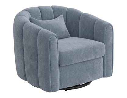 Wooden Frame & Metal Base, 360 Degree Swivel Glider Accent Chair - Light Blue