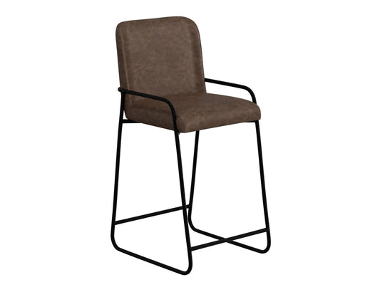 Wooden Frame & Metal Base, 30" Upholstered Barstool - Chocolate Brown