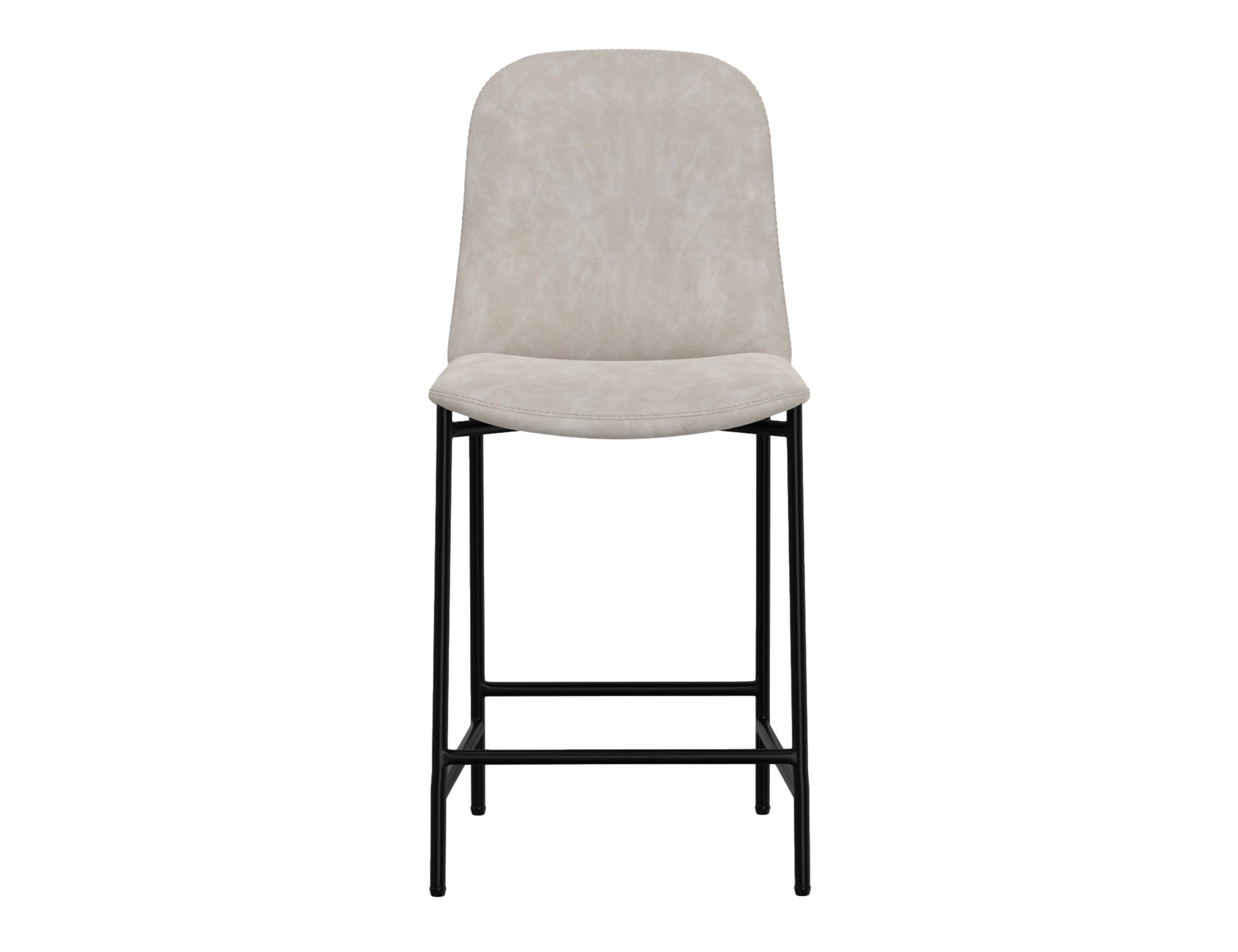 Wooden Frame & Metal Base, 24" Upholstered Barstool - Ivory