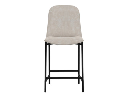 Wooden Frame & Metal Base, 24" Upholstered Barstool - Ivory