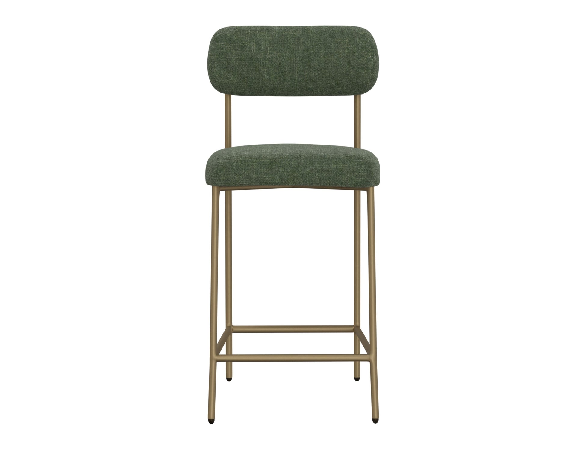 Wooden Frame & Metal Base, 30" Upholstered Barstool - Olive Green