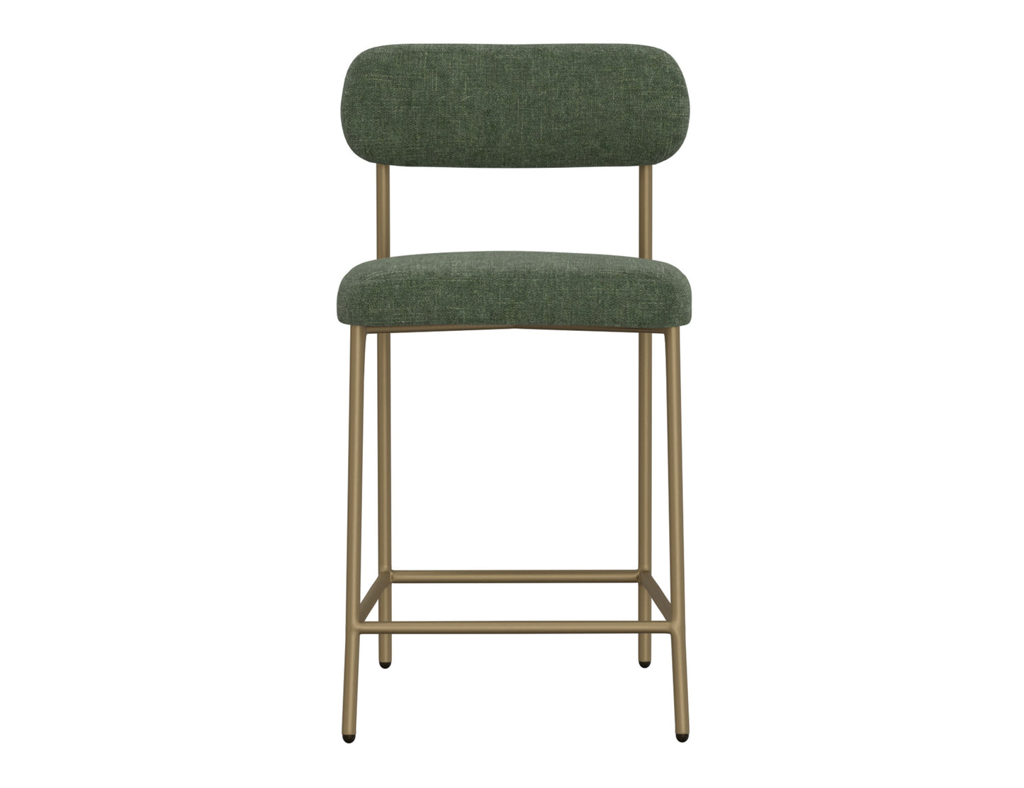 Wooden Frame & Metal Base, 24" Upholstered Barstool - Tribu forest green/ olive Green