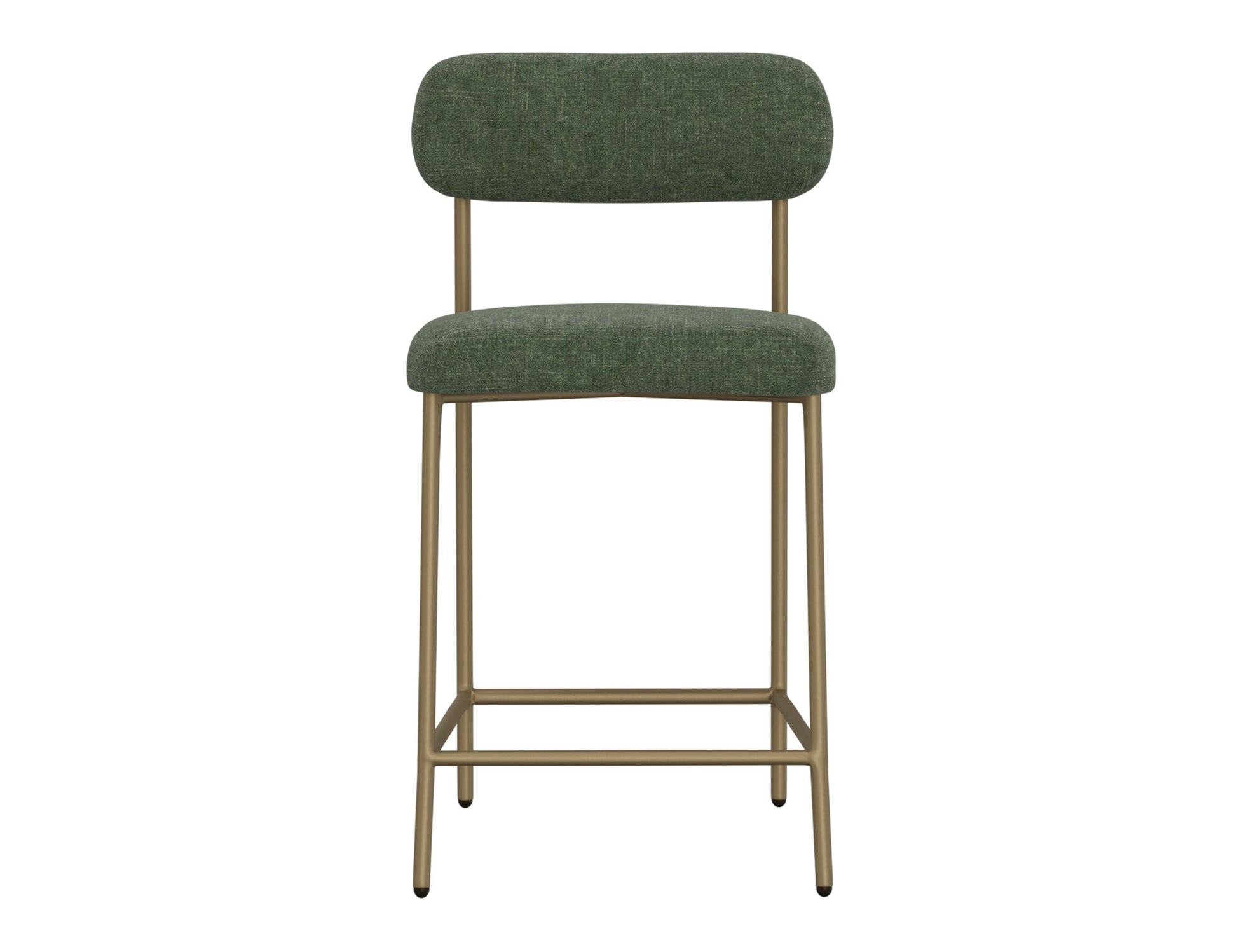 Wooden Frame & Metal Base, 24" Upholstered Barstool - Tribu forest green/ olive Green