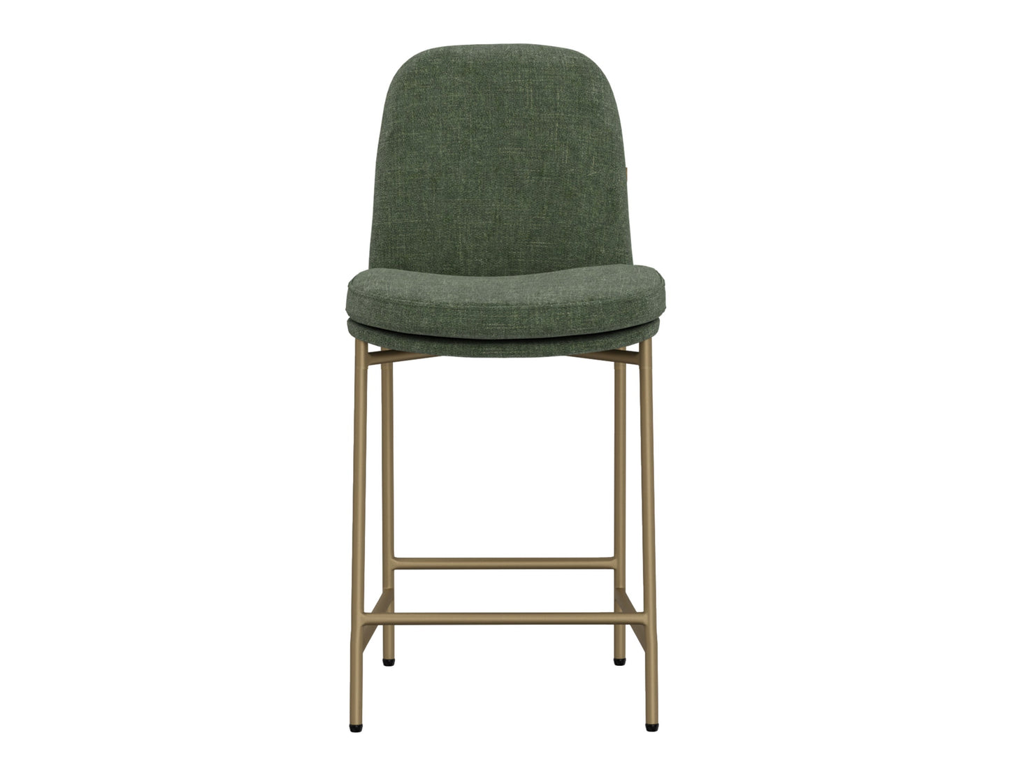 Wooden Frame & Metal Base, 24" Upholstered Barstool - Olive Green