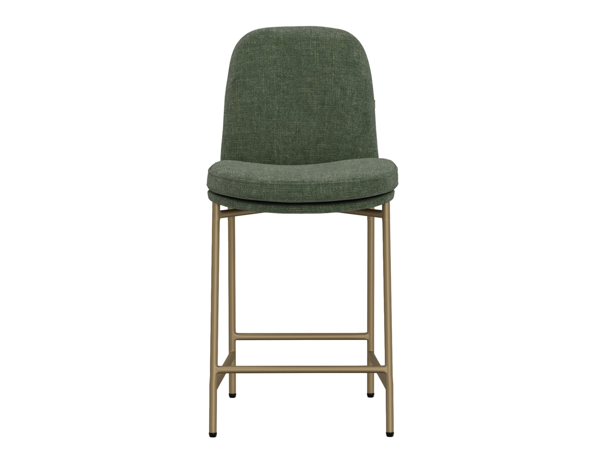 Wooden Frame & Metal Base, 24" Upholstered Barstool - Olive Green
