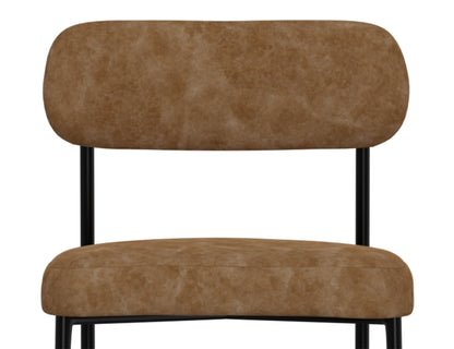 Wooden Frame & Metal Base, 30" Upholstered Barstool - Caramel Color