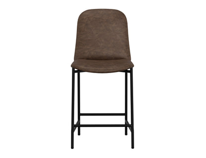 Wooden Frame & Metal Base, 24" Upholstered Barstool - Chocolate Brown