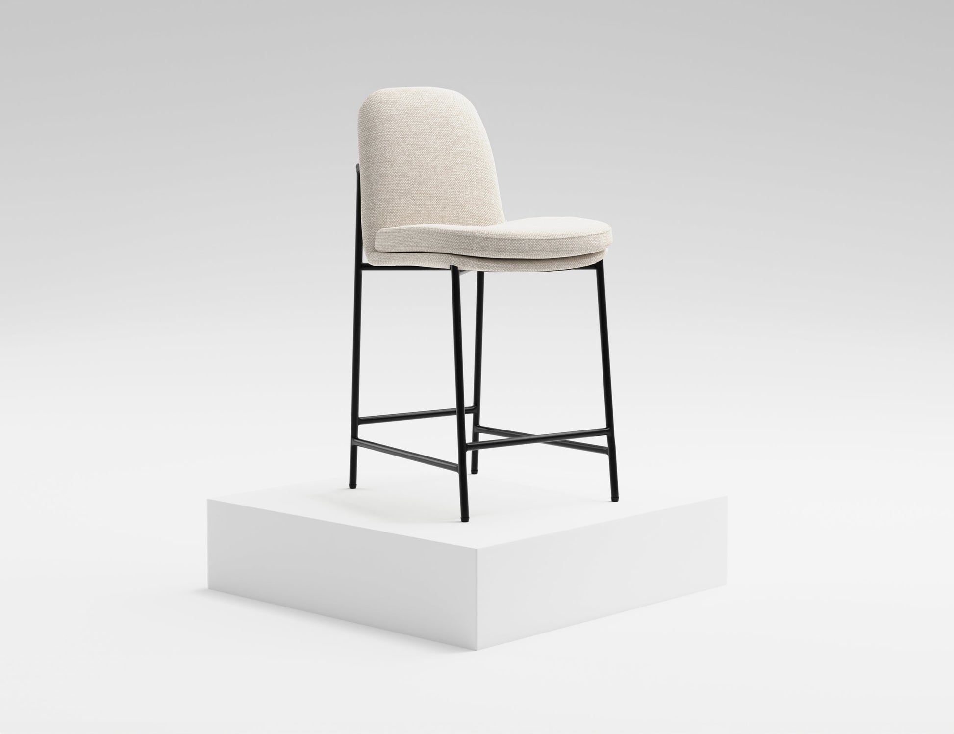 Wooden Frame & Metal Base, 24" Upholstered Barstool - Agreeable Gray