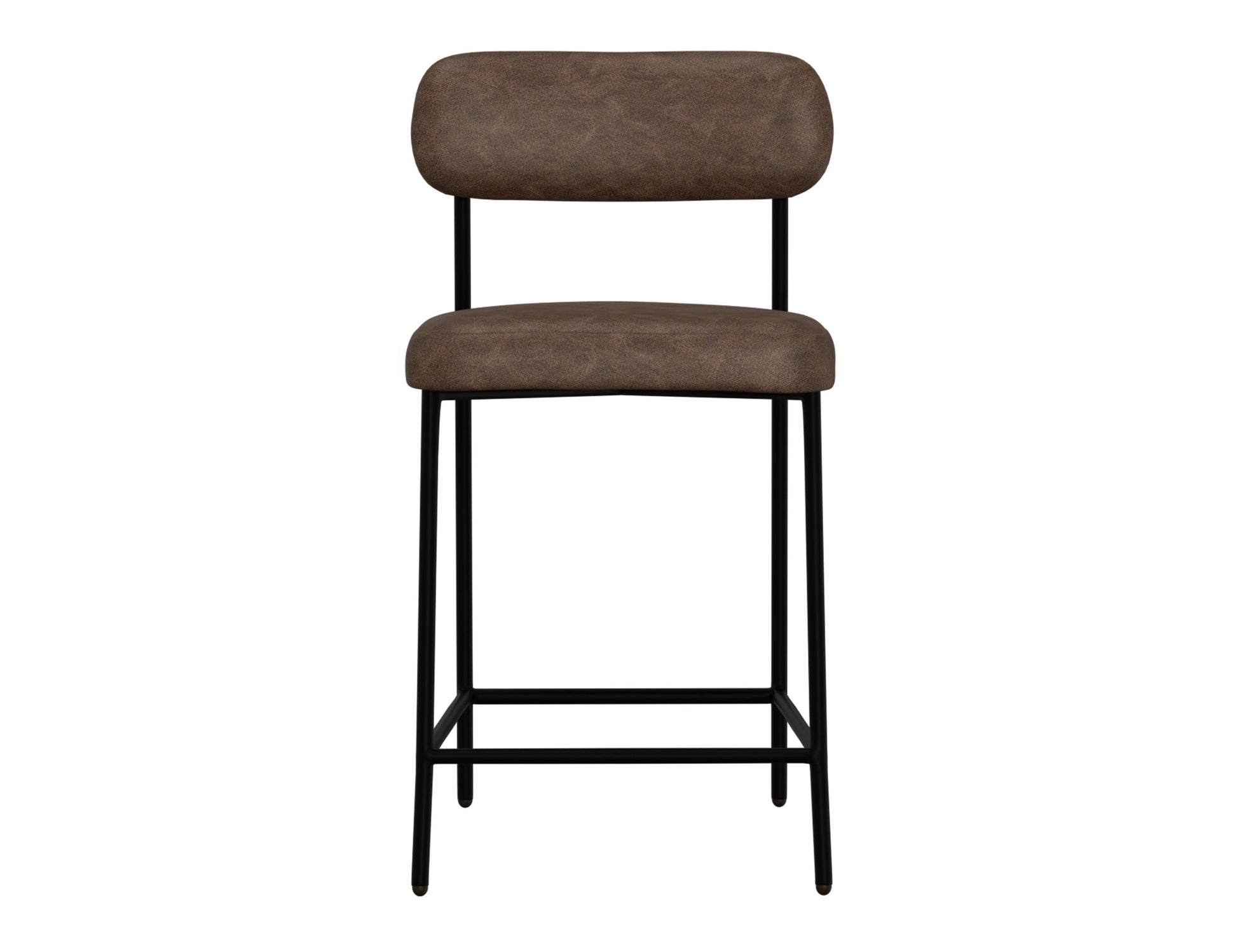 Wooden Frame & Metal Base, 24" Upholstered Barstool - Chocolate Brown
