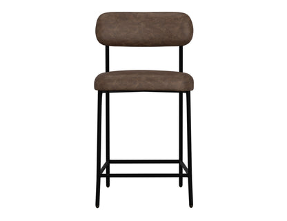Wooden Frame & Metal Base, 24" Upholstered Barstool - Chocolate Brown