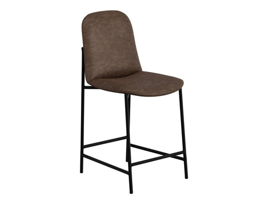Wooden Frame & Metal Base, 24" Upholstered Barstool - Chocolate Brown