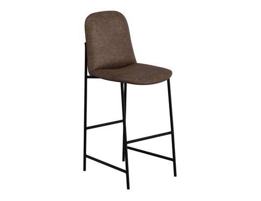 Wooden Frame & Metal Base, 30" Upholstered Barstool - Chocolate Brown