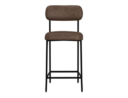 Wooden Frame & Metal Base, 30" Upholstered Barstool - Chocolate Brown
