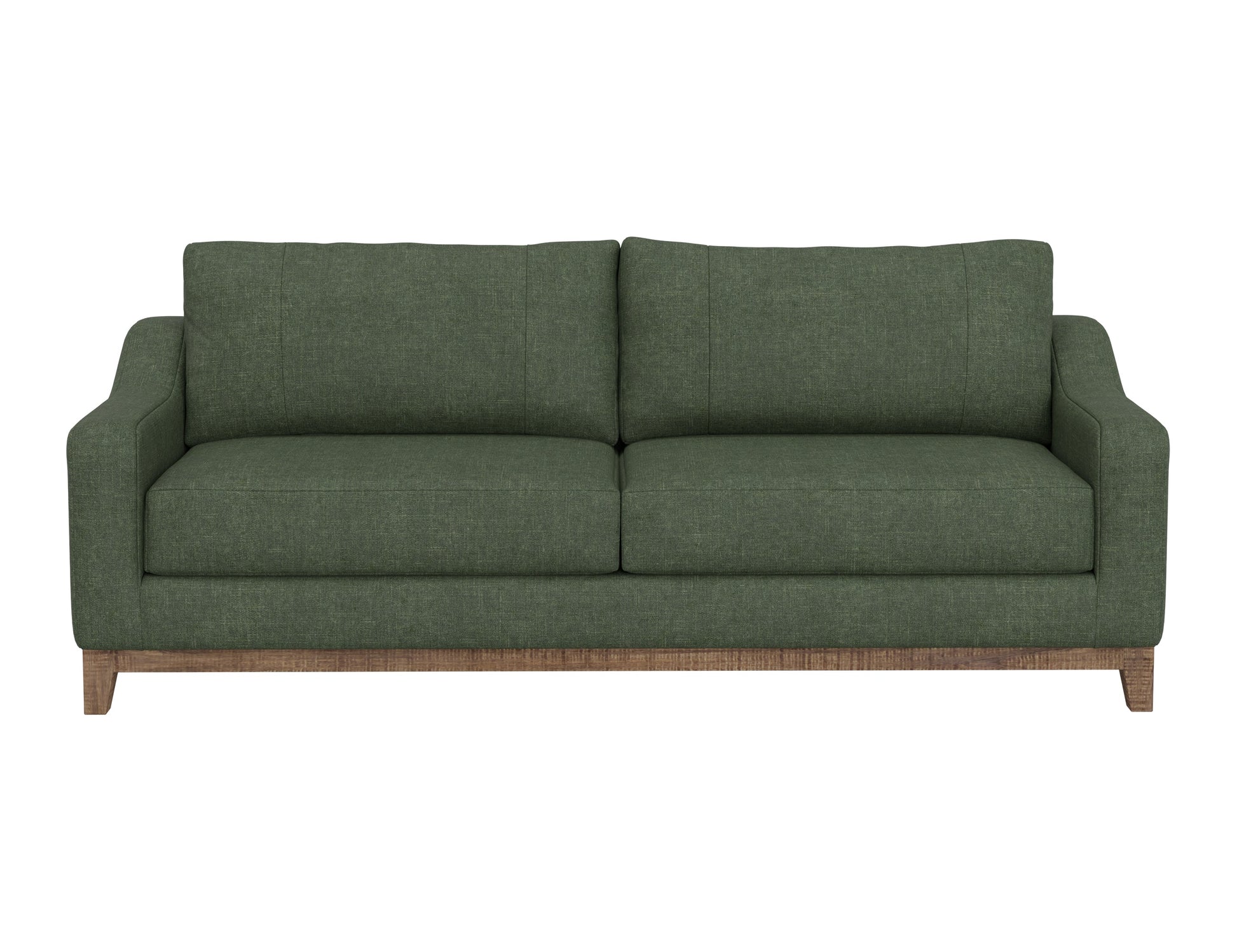 Wooden Frame & Base, Sofa - Olive Green