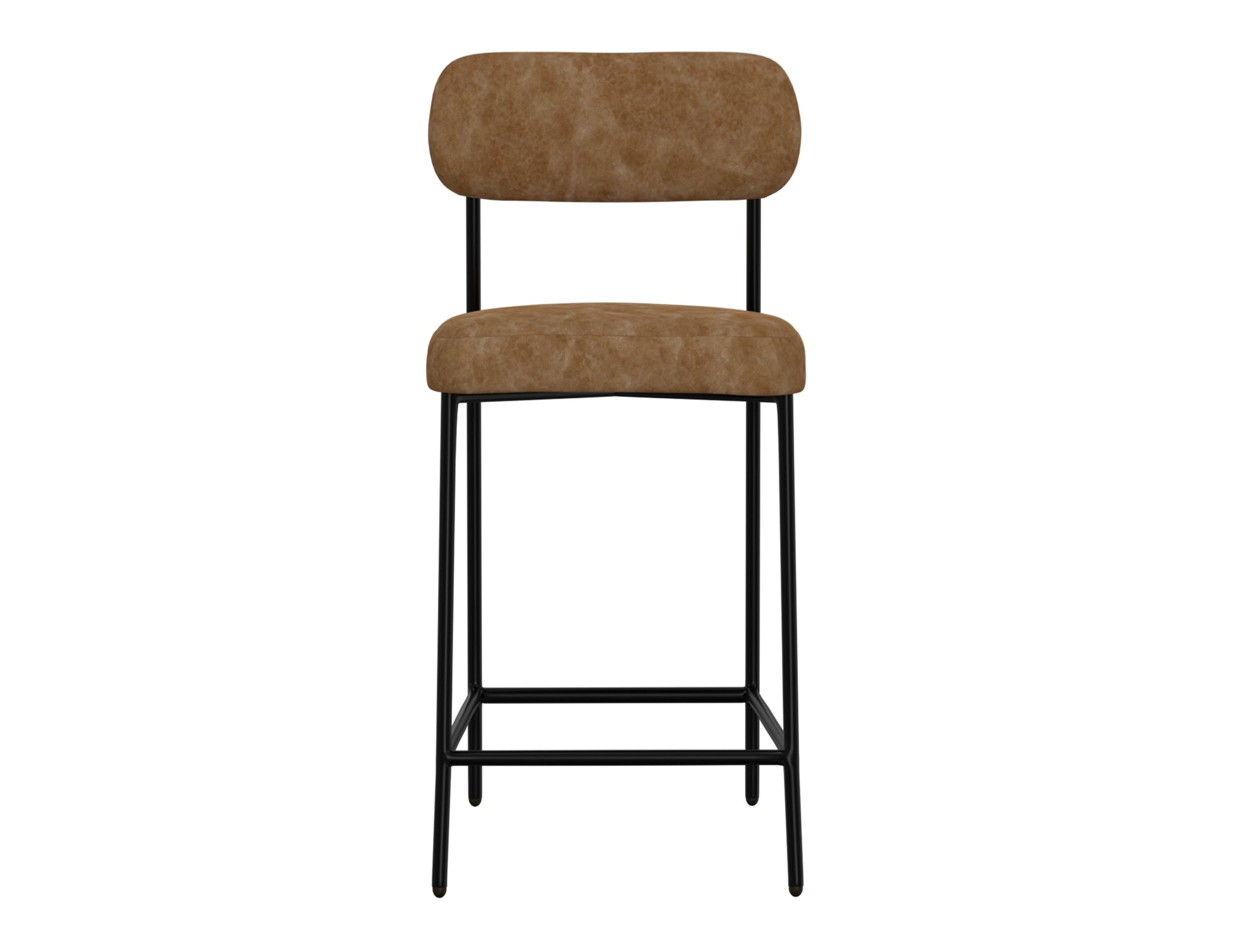 Wooden Frame & Metal Base, 30" Upholstered Barstool - Caramel Color