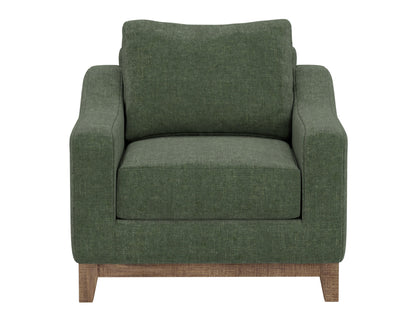 Wooden Frame & Base, Armchair - Olive Green