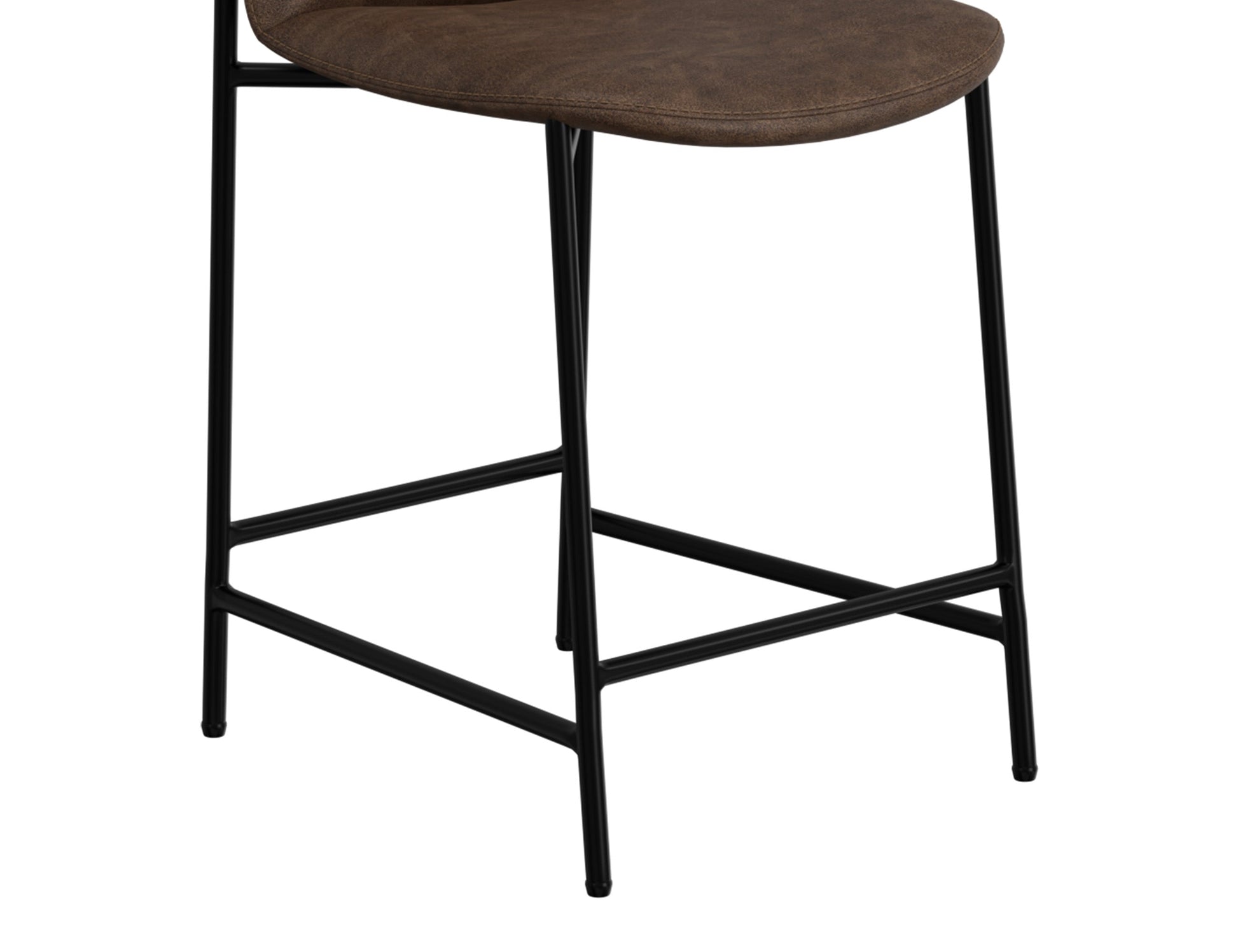 Wooden Frame & Metal Base, 24" Upholstered Barstool - Chocolate Brown