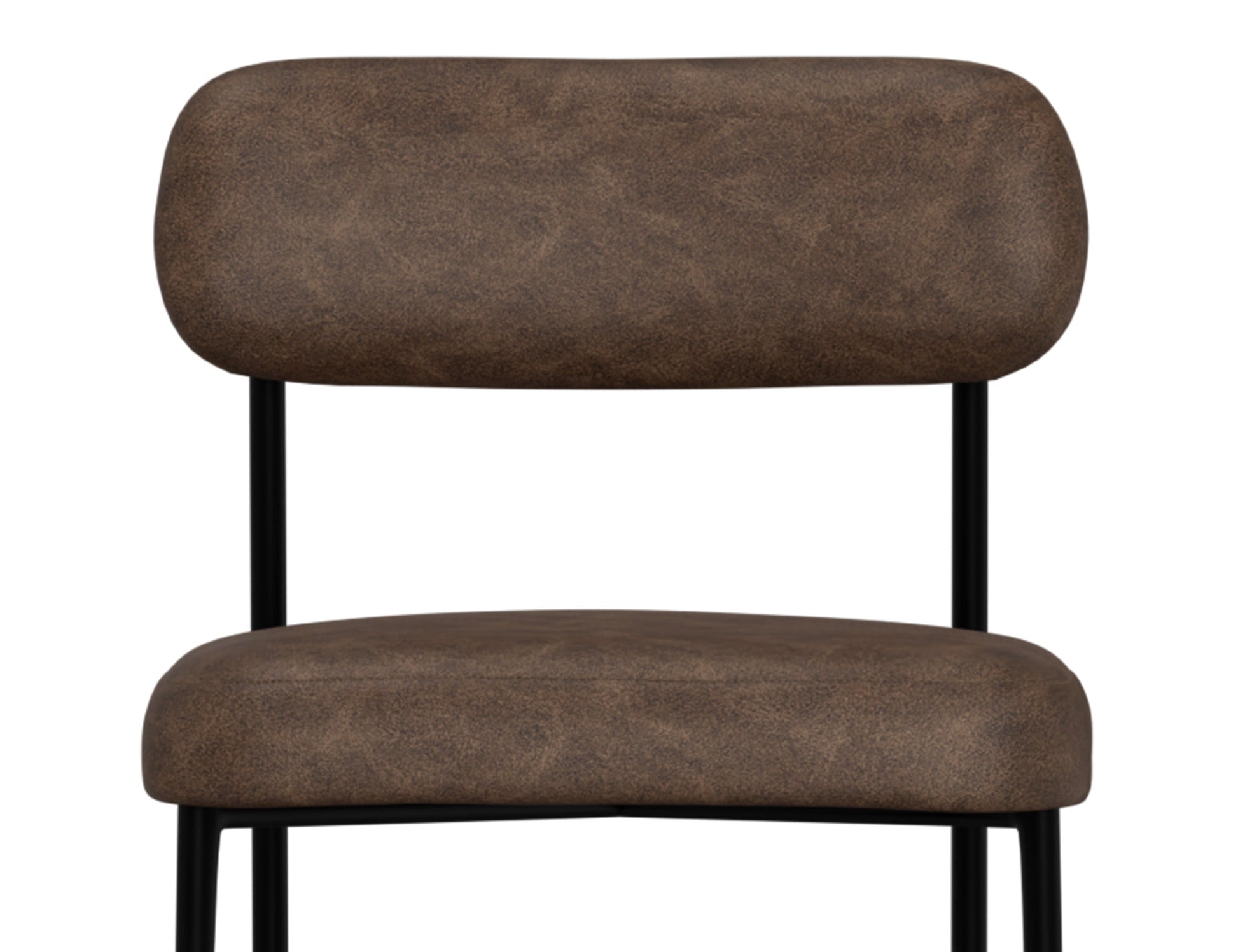 Wooden Frame & Metal Base, 24" Upholstered Barstool - Chocolate Brown