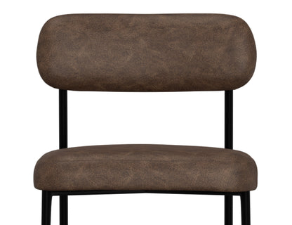 Wooden Frame & Metal Base, 30" Upholstered Barstool - Chocolate Brown