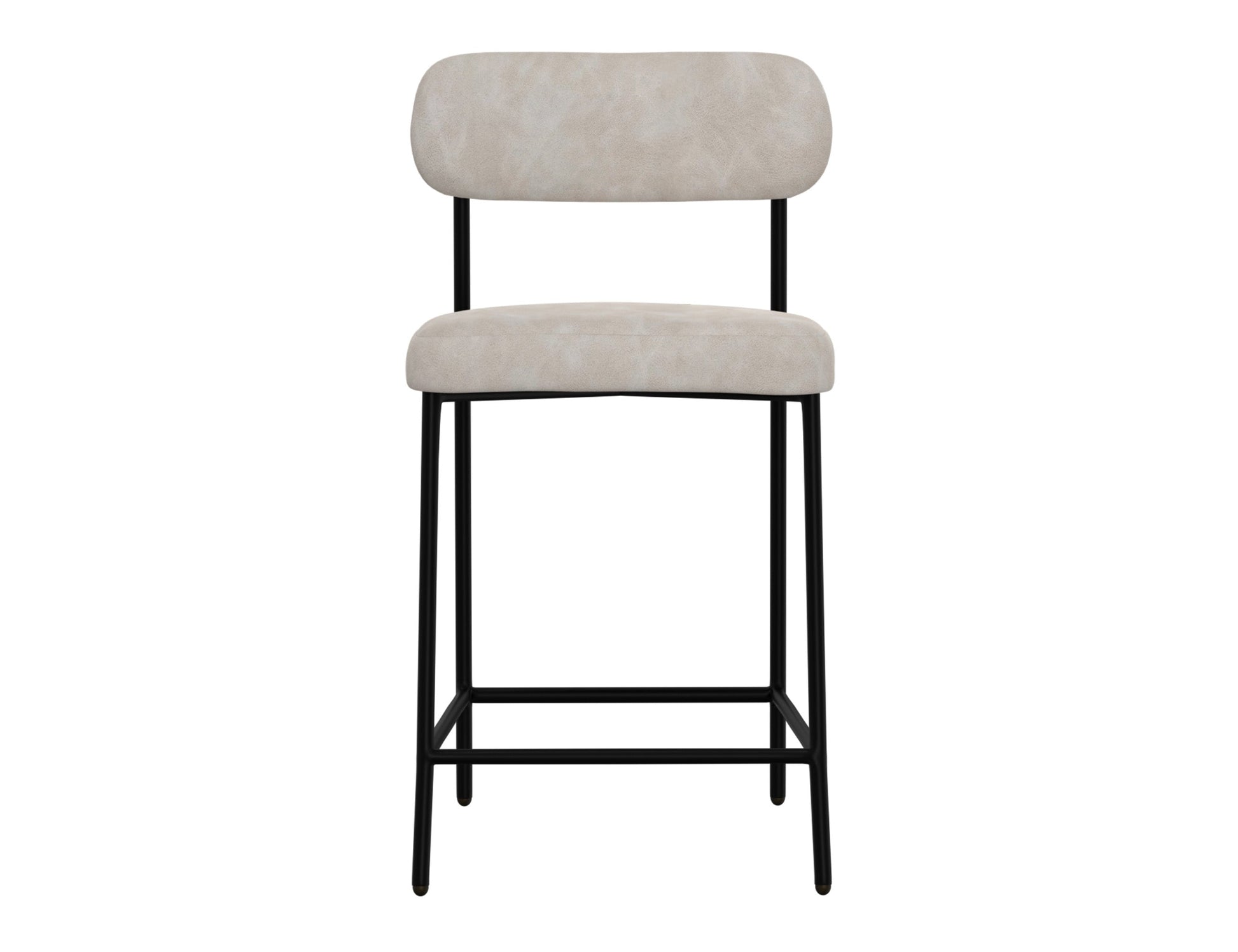 Wooden Frame & Metal Base, 24" Upholstered Barstool - Ivory