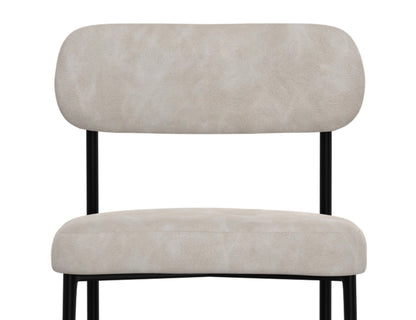 Wooden Frame & Metal Base, 30" Upholstered Barstool - Ivory