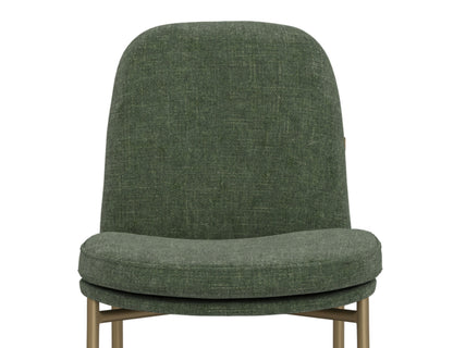 Wooden Frame & Metal Base, 24" Upholstered Barstool - Olive Green