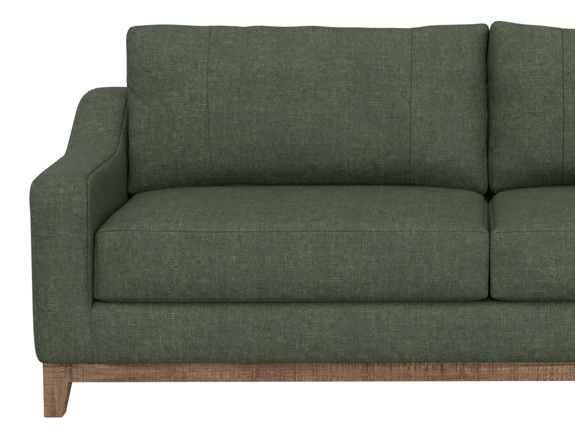 Wooden Frame & Base, Sofa - Olive Green