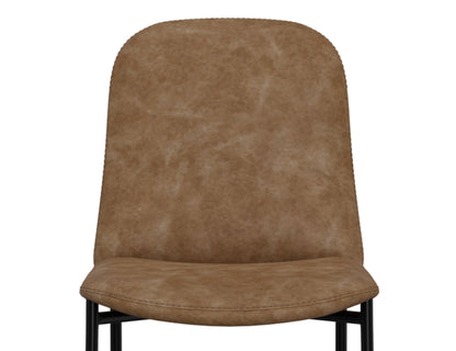 Wooden Frame & Metal Base, 24" Upholstered Barstool - Caramel Color