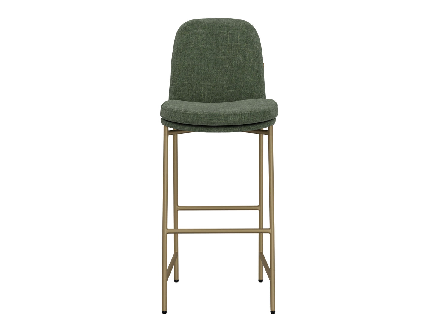 Wooden Frame & Metal Base, 30" Upholstered Barstool - Olive Green