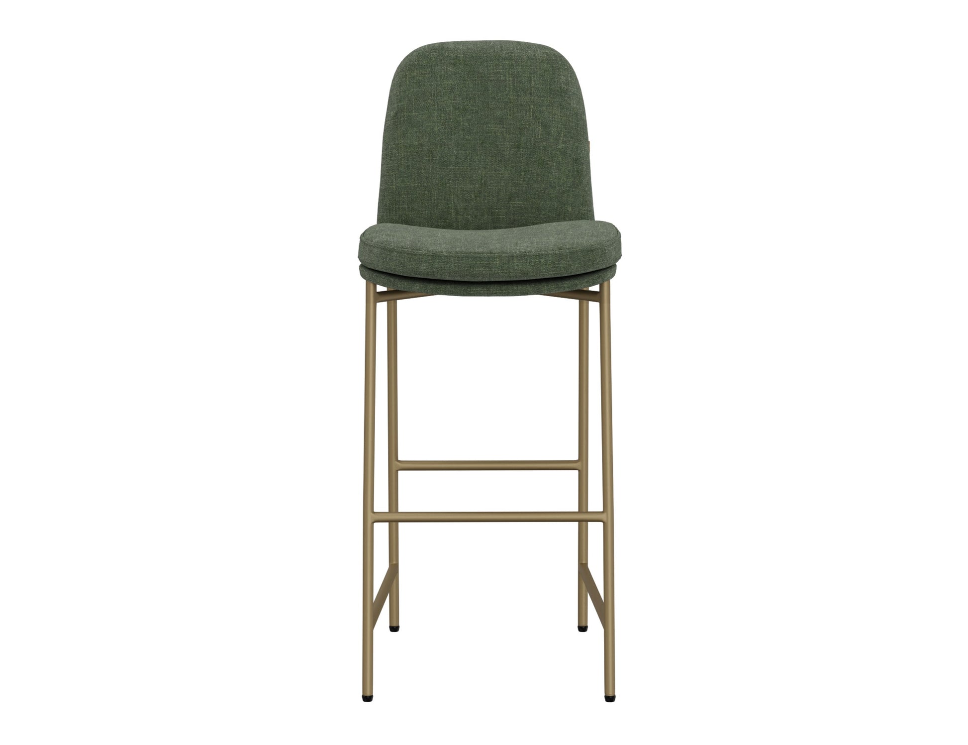 Wooden Frame & Metal Base, 30" Upholstered Barstool - Olive Green