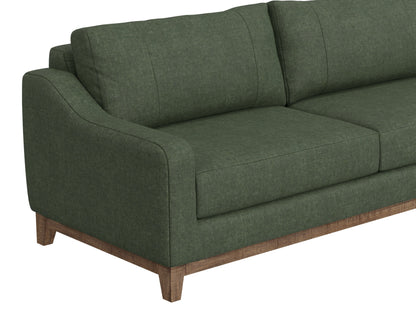 Wooden Frame & Base, Sofa - Olive Green