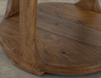 1 Shelf, Chairside Table - Almond And Barrel Brown
