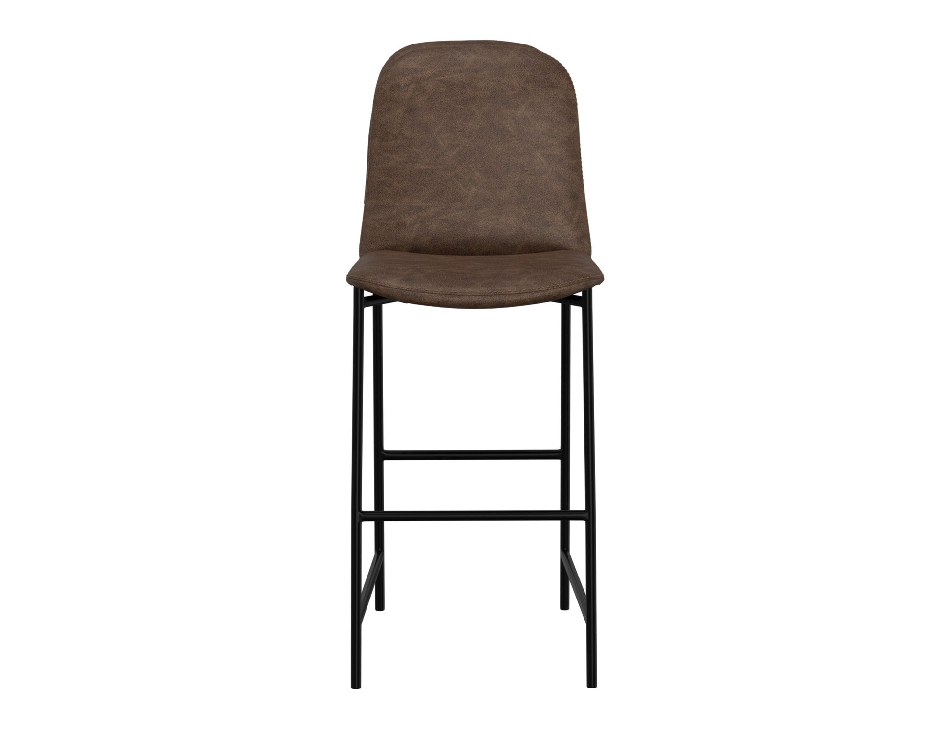 Wooden Frame & Metal Base, 30" Upholstered Barstool - Chocolate Brown
