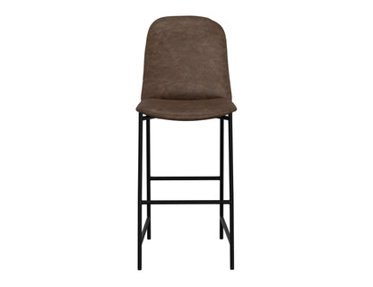 Wooden Frame & Metal Base, 30" Upholstered Barstool - Chocolate Brown