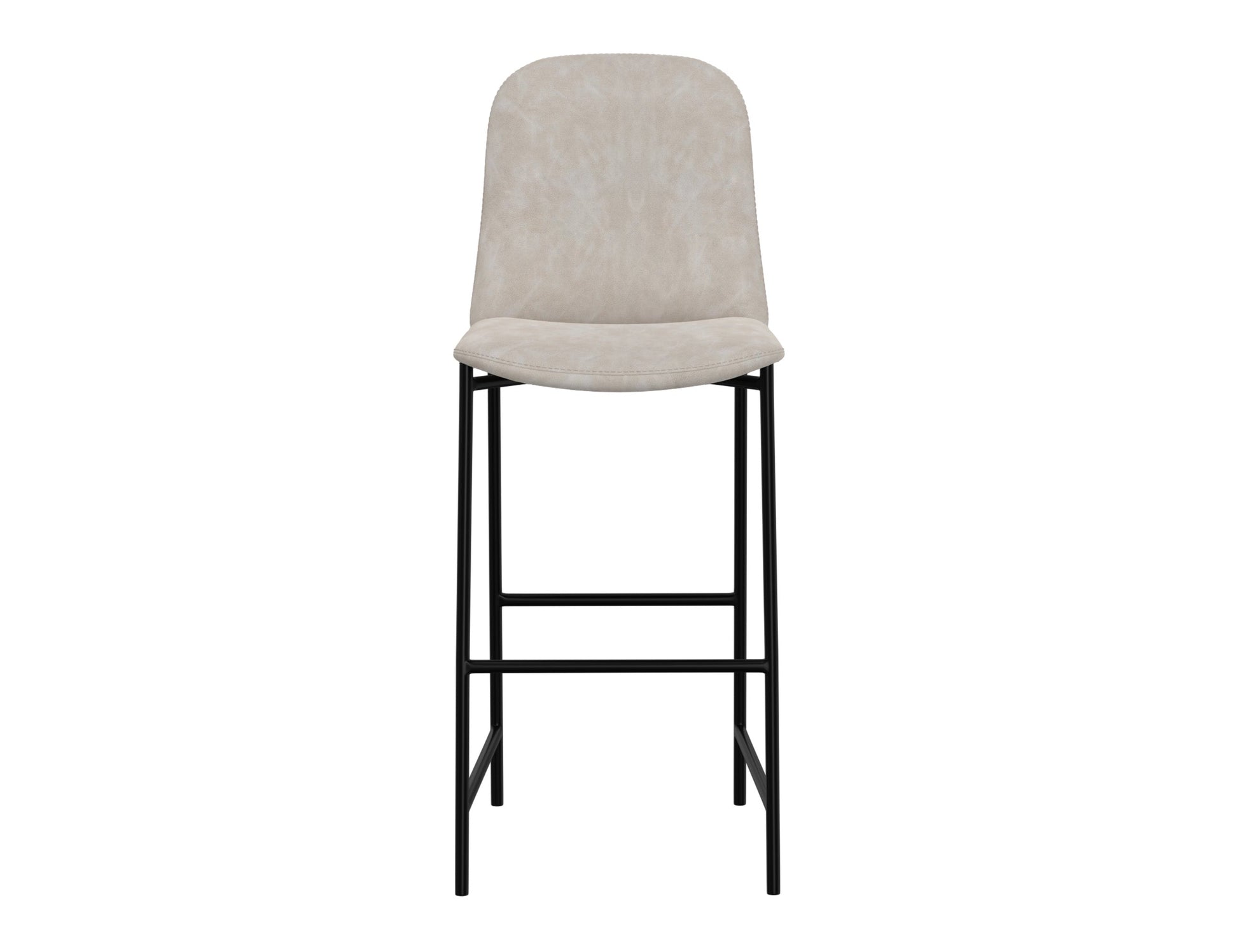 Wooden Frame & Metal Base, 30" Upholstered Barstool - Ivory