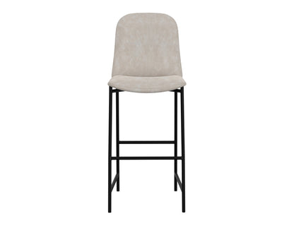 Wooden Frame & Metal Base, 30" Upholstered Barstool - Ivory