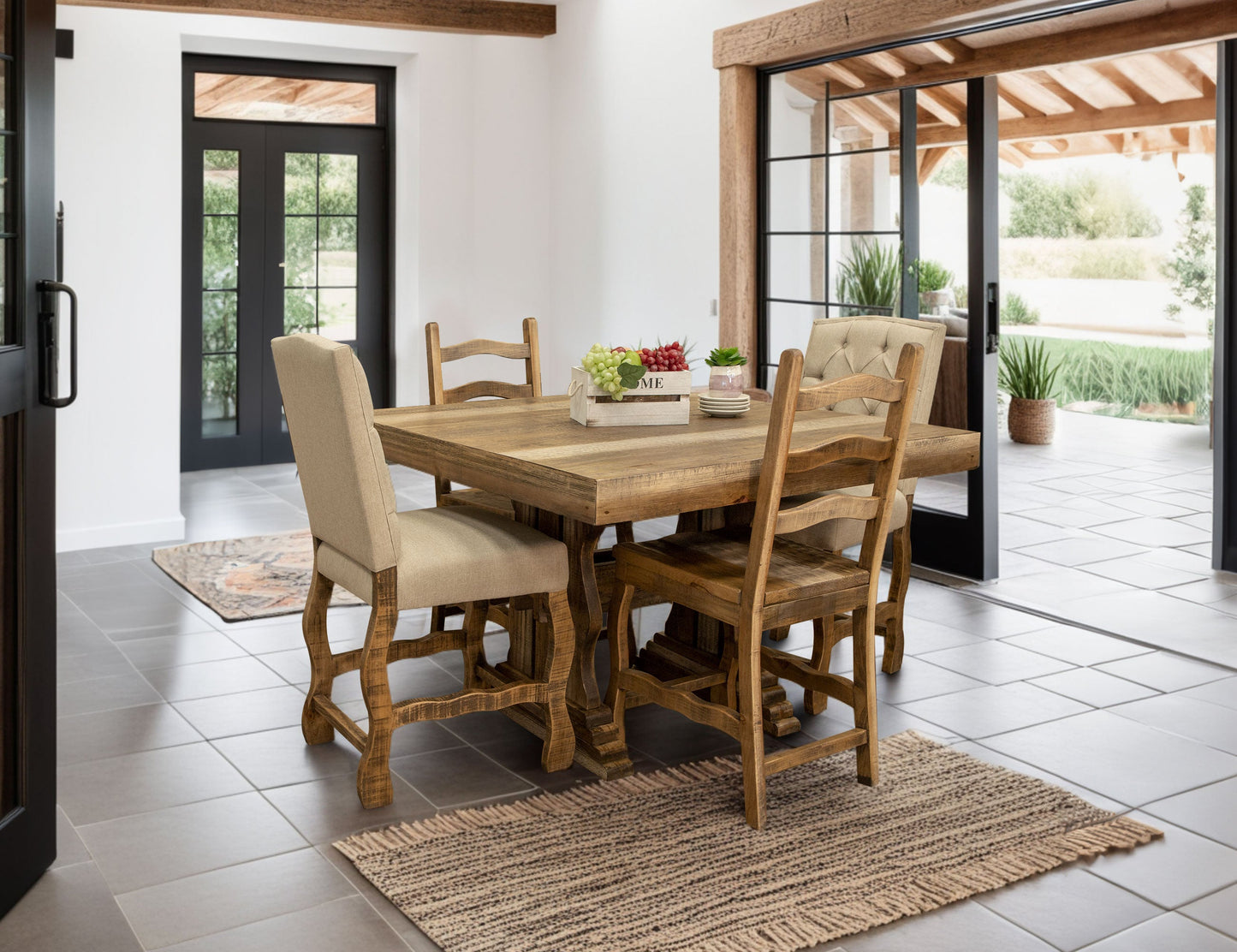 24" Wooden Barstool - Two Tone Light Brown