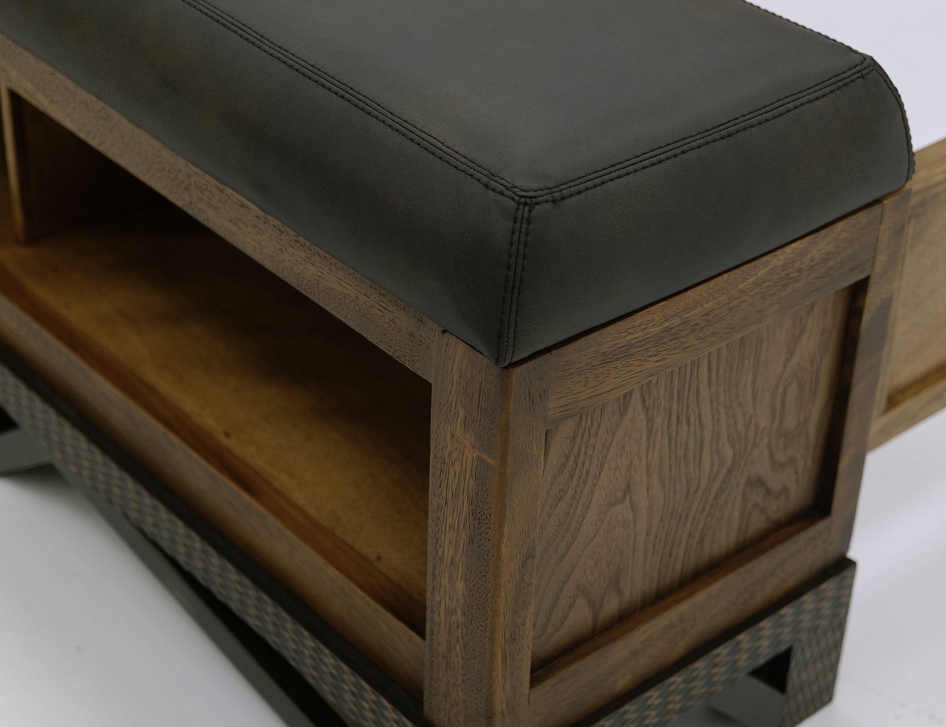 5/0 Queen footboard bench with three cubbies for storage - Chocolate Brown