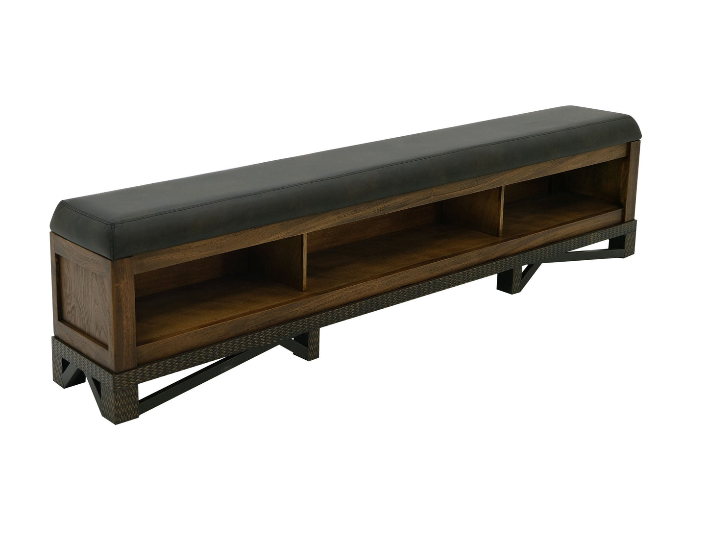 5/0 Queen footboard bench with three cubbies for storage - Chocolate Brown