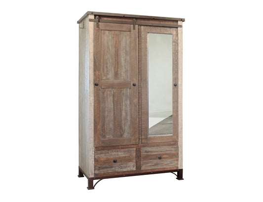 2 Drawer, 1 Sliding Door, 1 Mirror Door Armoire - Multicolor