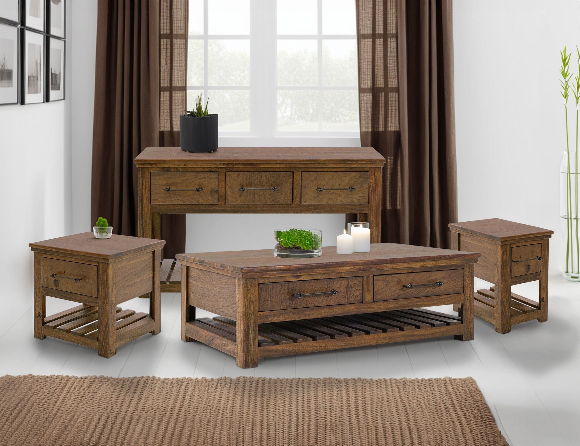1 Drawer, Chairside Table - Walnut Brown