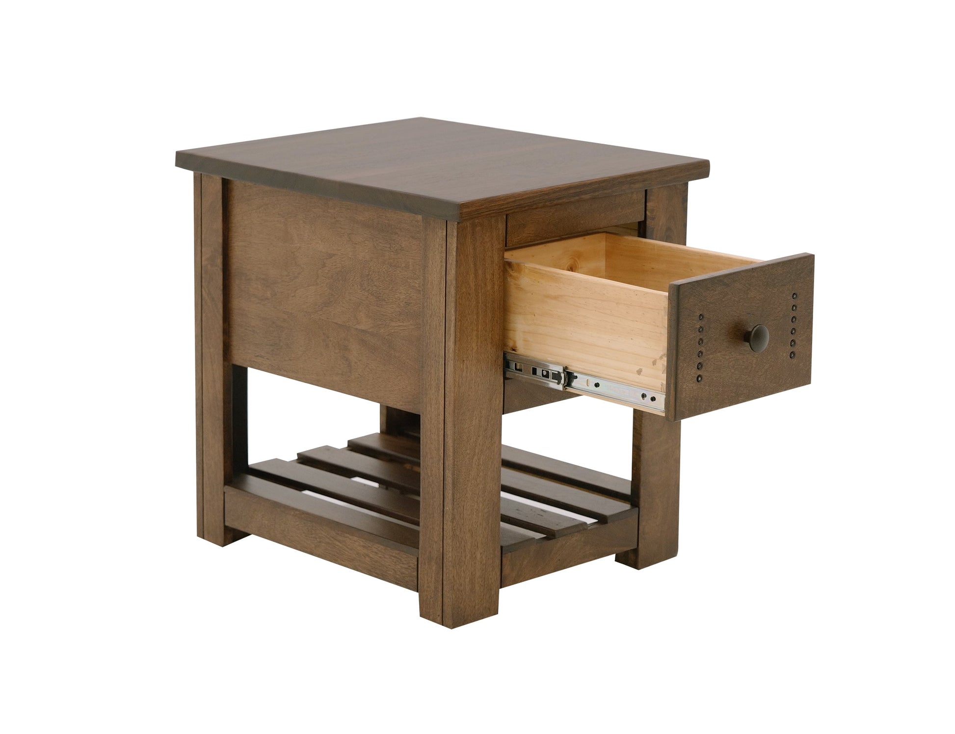 1 Drawer, 1 Shelf, Chairside Table - Barrel Brown
